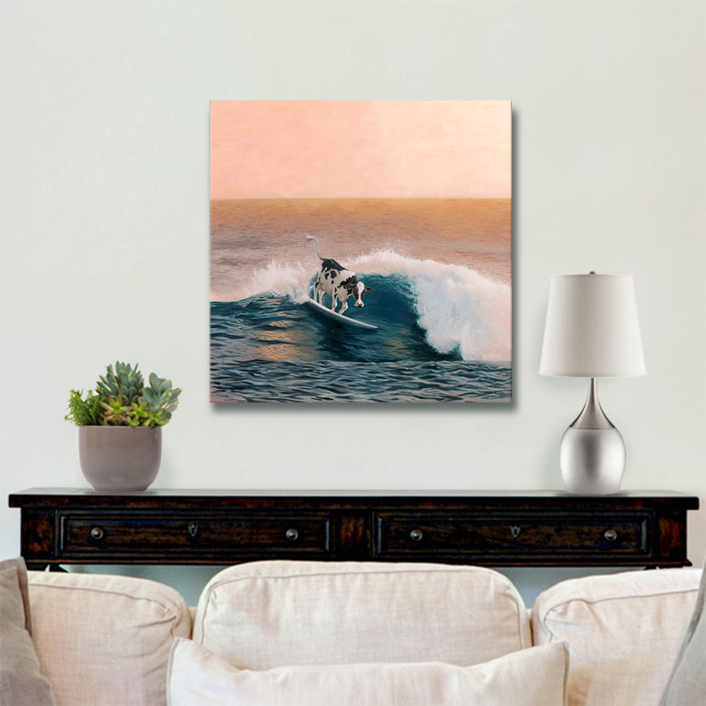 Cow Surfing Print