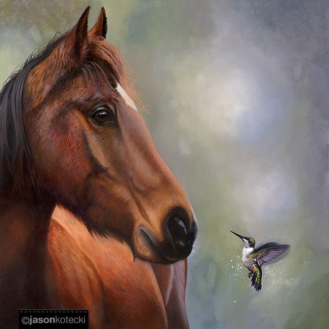 Horse & Hummingbird Gallery Canvas Print