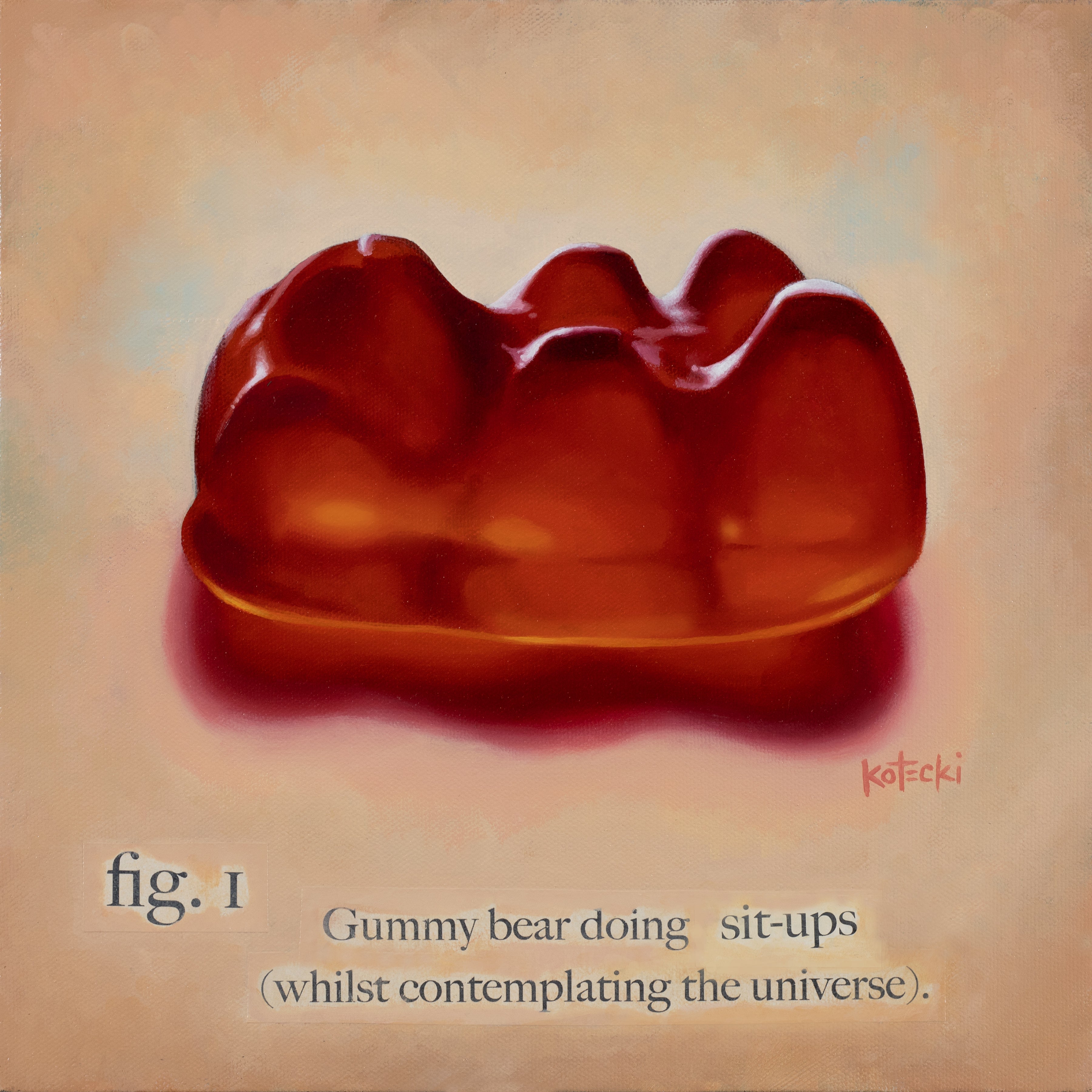 Gummy Bear Doing Sit-Ups Original Art