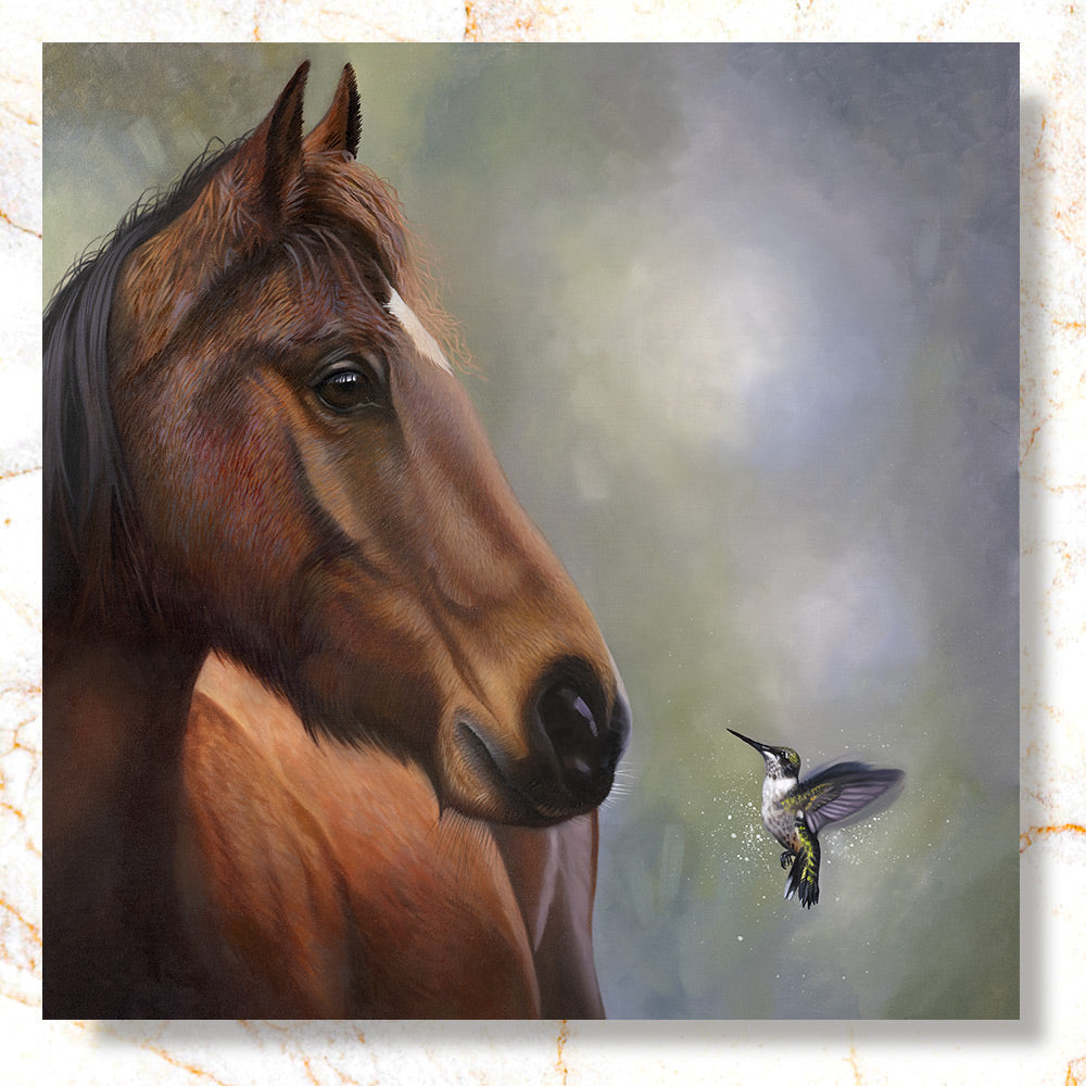 Horse &amp; Hummingbird Mini Print