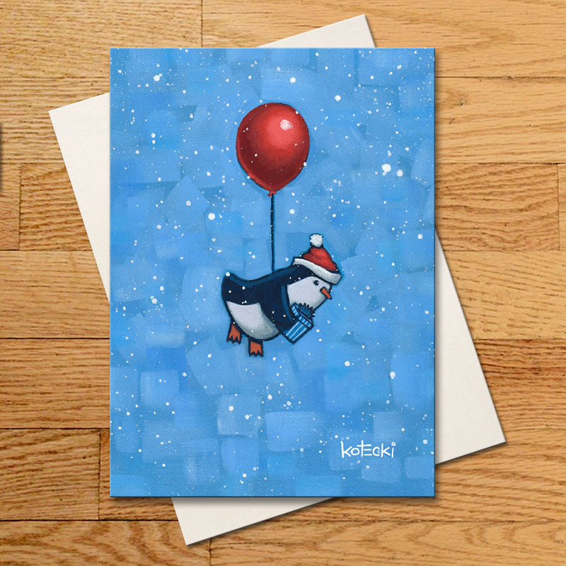 Santa Penguin Greeting Card