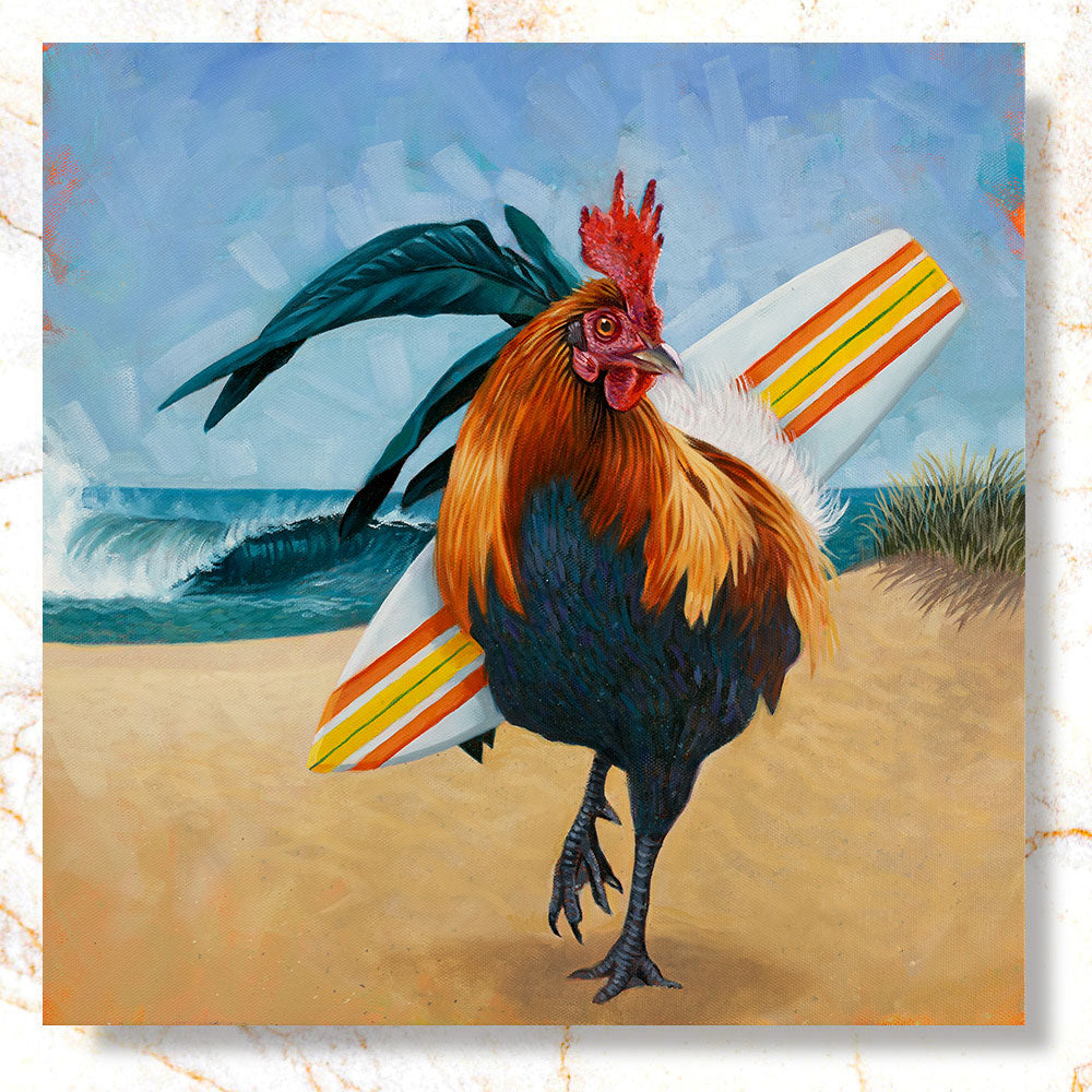 Surfer Chicken Mini Print - Timed Release ⏳