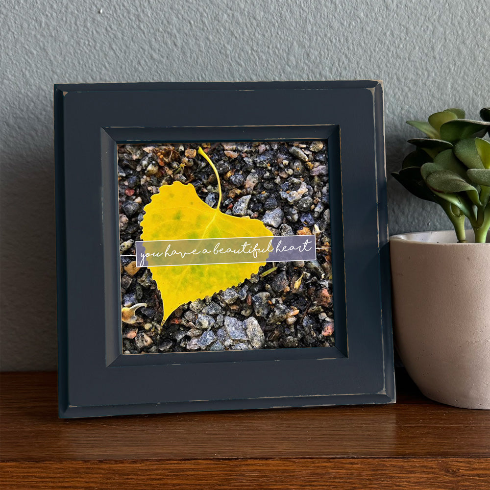 Yellow Leaf Heart Framed Print