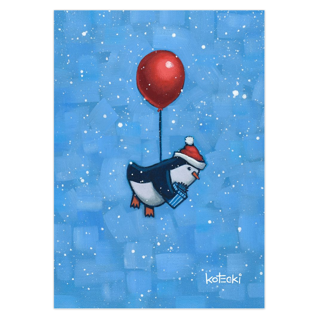 Santa Penguin Greeting Card