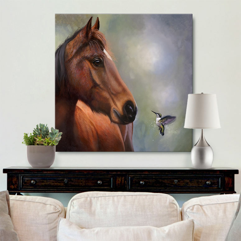 Horse &amp; Hummingbird Gallery Canvas Print