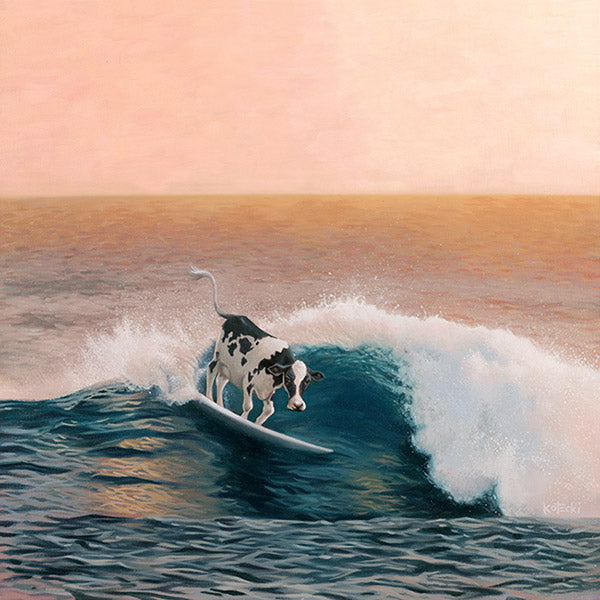 Cow Surfing Print