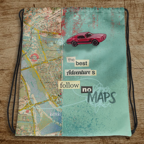Follow No Maps Drawstring Bag